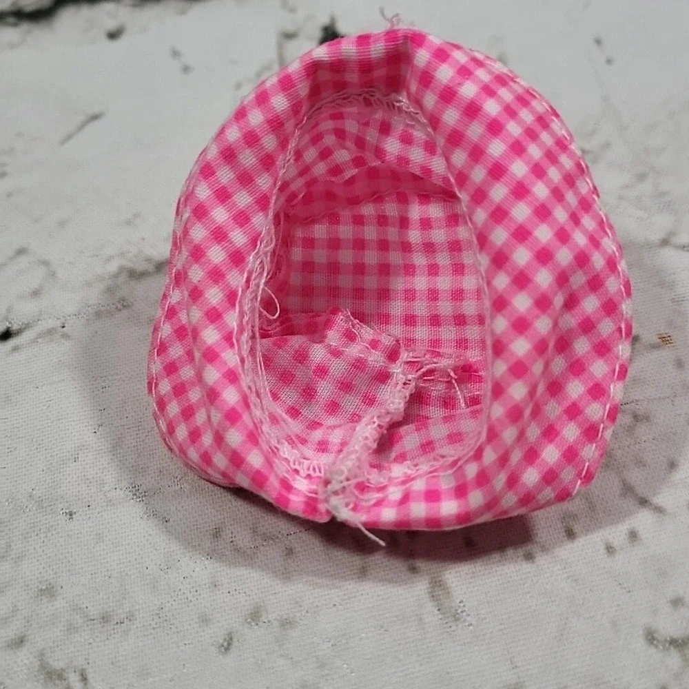 Vintage Barbie Jeans Doll Clothes Lot Pink Gingham‎ Bucket Hat Purse T-Shirt Top